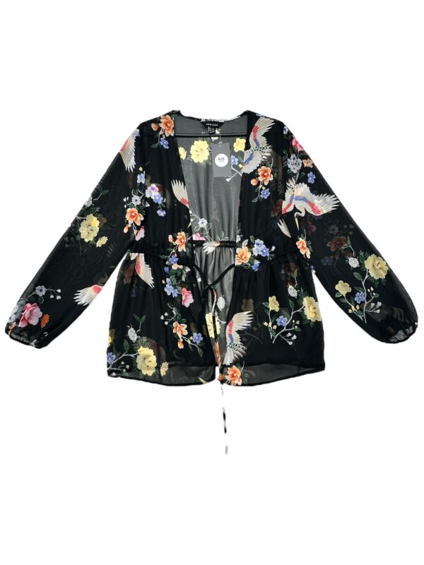 Kimono Damskie Czarne Kwiatowe XXL
