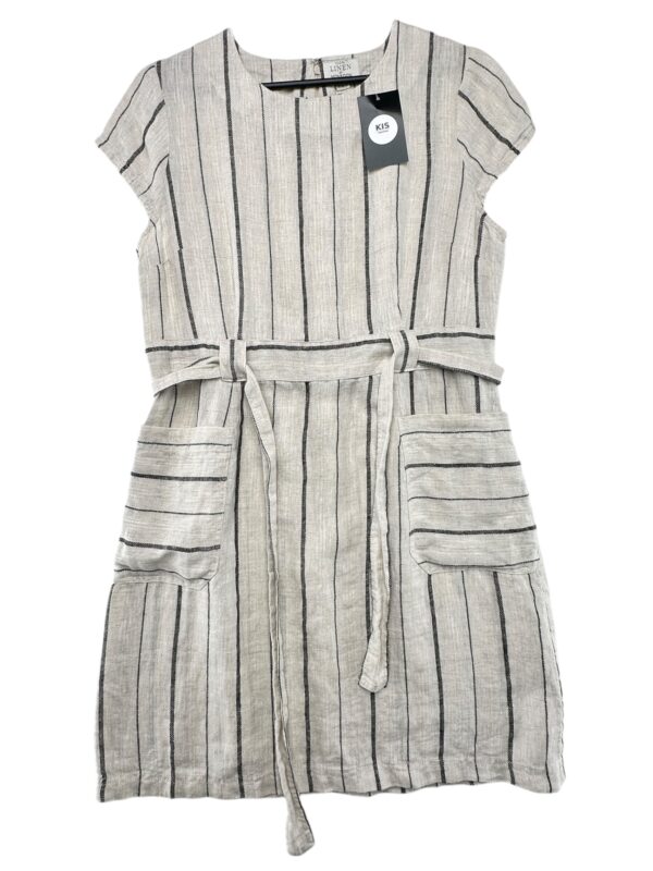 MONSOON Sukienka Damska Beżowa Paski XL Len