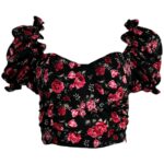 NAANAA Top Damski Czarny Kwiatowy S - zdjęcie 1