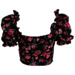 NAANAA Top Damski Czarny Kwiatowy S - zdjęcie 2