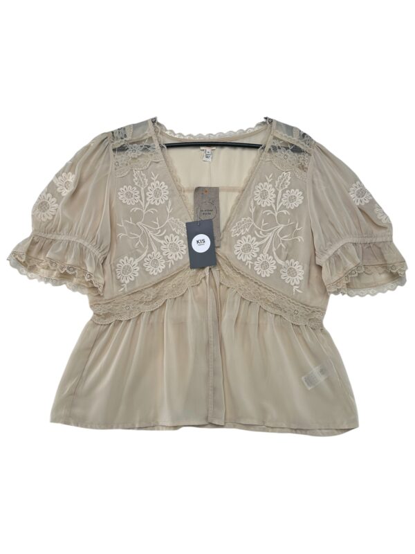 Bluzka Damska Beżowa Koronkowa L