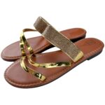 Sandały Damskie Brązowe Złote 38 - zdjęcie 2