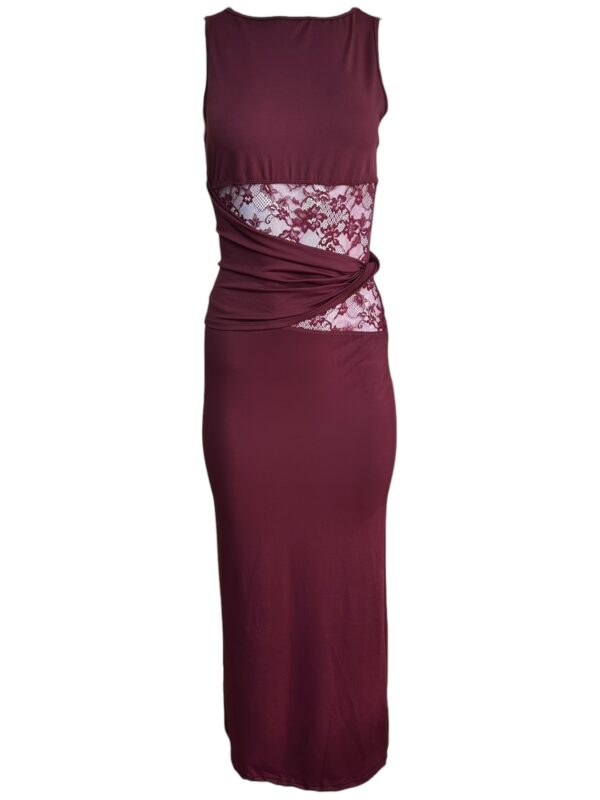 SHEIN BAE Sukienka Damska Bordowa Koronka S
