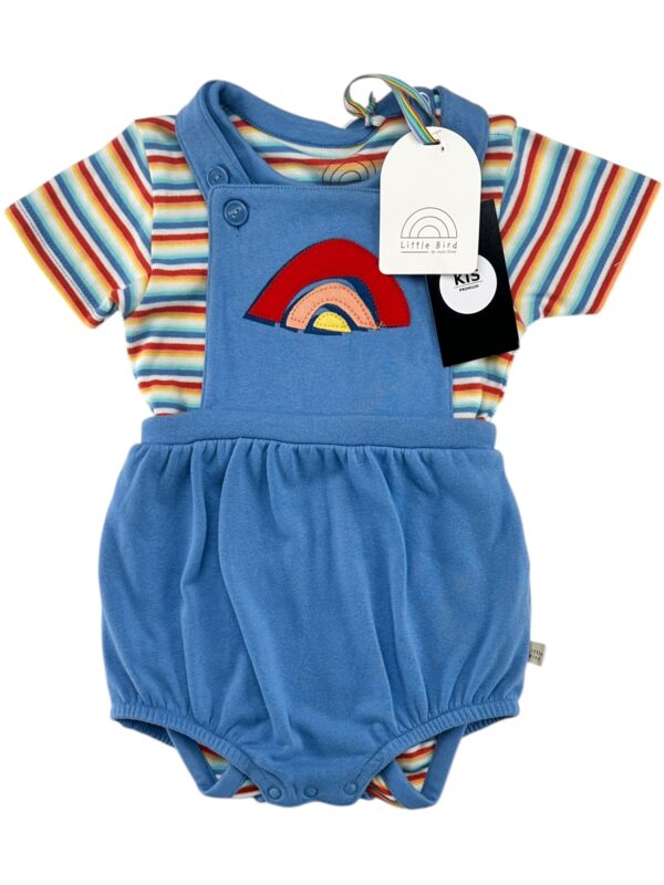 LITTLE BIRD Komplet Dziecięcy Niebieski Pasy 86