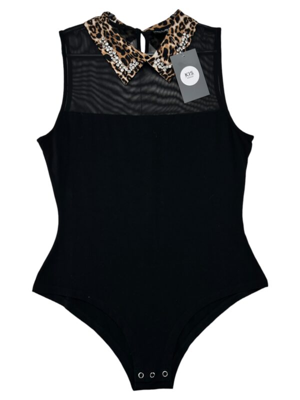Body Damskie Czarne Leopar M
