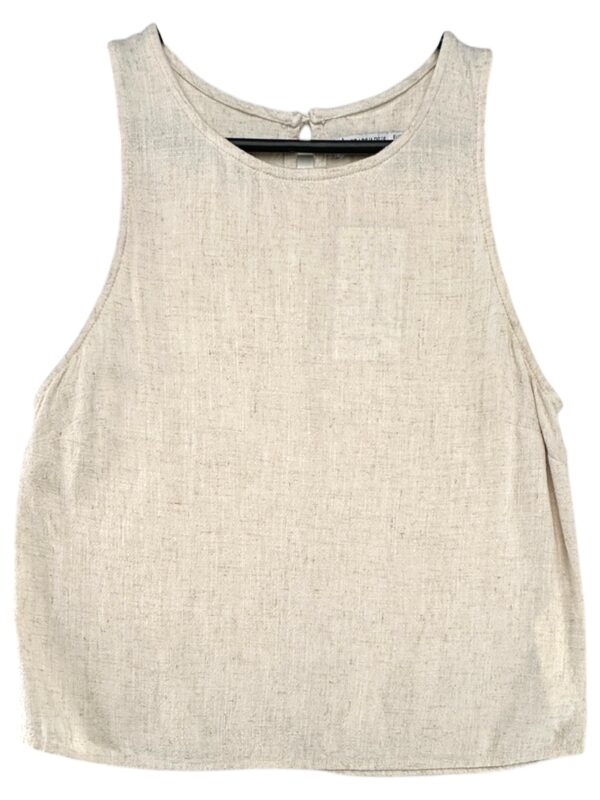 STRADIVARIUS Top Damski Beżowy S Len