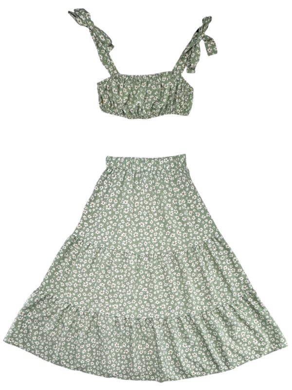 Komplet Damski Zielony Kwiatowy S