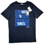 JACK&JONES Koszulka Męska Granatowa Napisy L - zdjęcie 1