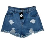 PRETTYLITTLETHING Szorty Damskie Niebieskie Przetarcia S - zdjęcie 1