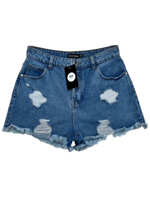 PRETTYLITTLETHING Szorty Damskie Niebieskie Przetarcia S