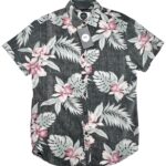 DENIM&FLOWER Koszula Męska Czarna Kwiaty S - zdjęcie 1