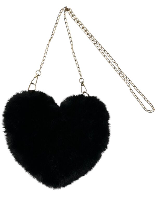 Torebka Damska Czarna Futrzana Serce ONE SIZE