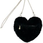 Torebka Damska Czarna Futrzana Serce ONE SIZE - zdjęcie 2