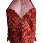 RIVER ISLAND Top Damski Czerwony Koronkowy S - zdjęcie 1