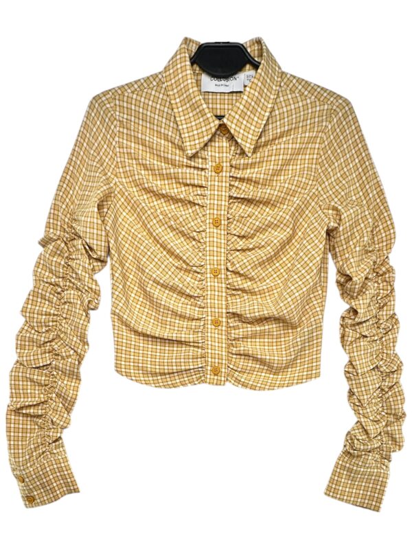 COLLUSION Koszula Damska Beżowa Kratka XXS