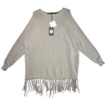 Sweter Damski Szary Frędzle ONE SIZE - zdjęcie 1