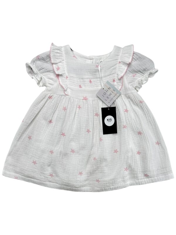 JOHN LEWIS & PARTNERS Sukienka Dziecięca Biała Różowe Gwiazd