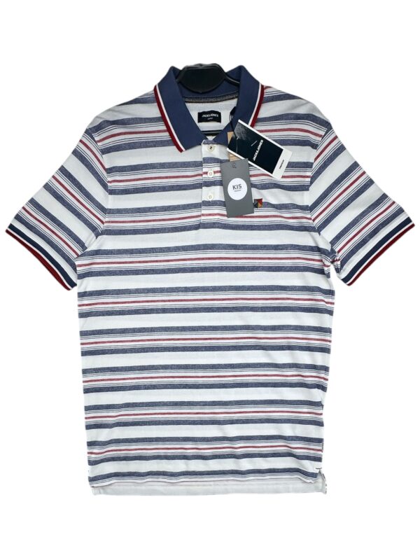 JACK&JONES Koszulka Męska Biała Pasy S