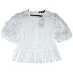 ZARA Bluzka Damska Biała Koronkowe Rękawy S - zdjęcie 1