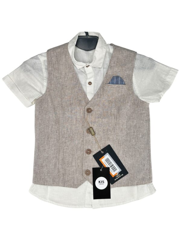 NEXT Komplet Dziecięcy Beżowa Koszula 120 Len