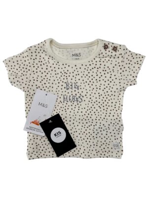 M&S Koszulka Dziecięca Biała Groszki 54