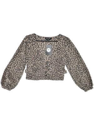 BRAVE SOUL LONDON Bluzka Damska Beżowa Wzór Zwierzęcy XS