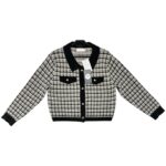 KNIT MIX Kurtka Damska Czarna Kratka L - zdjęcie 1