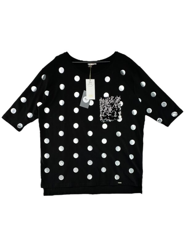 MEGI Bluzka Damska Czarna Groszki S/M