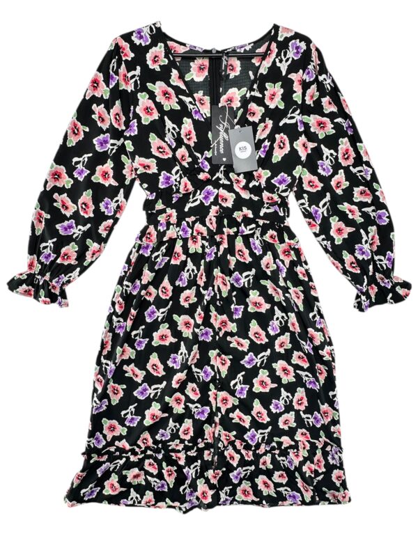 INFLUENCE Sukienka Damska Czarna Kwiatowa S