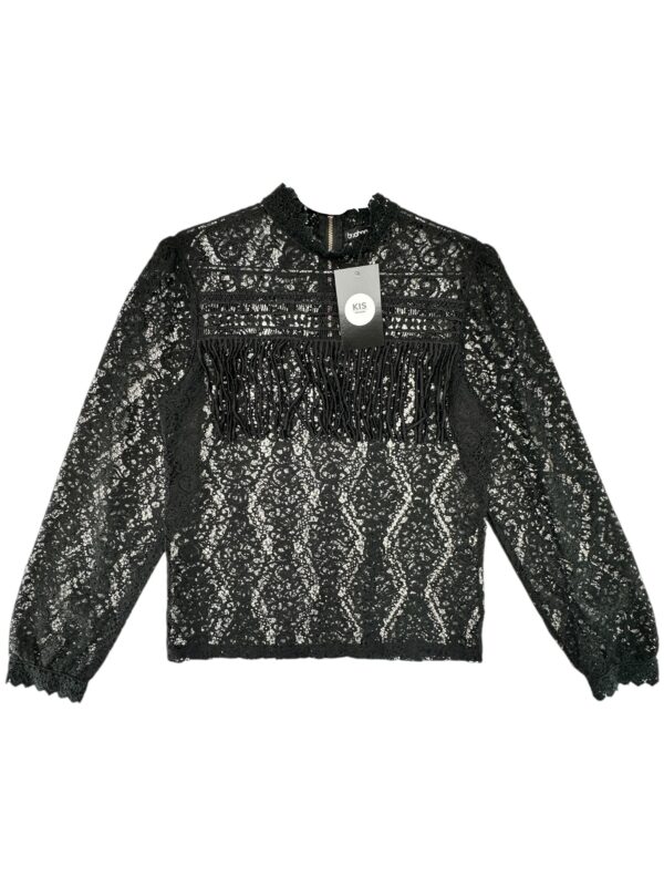 Bluzka Damska Czarna Koronkowa S