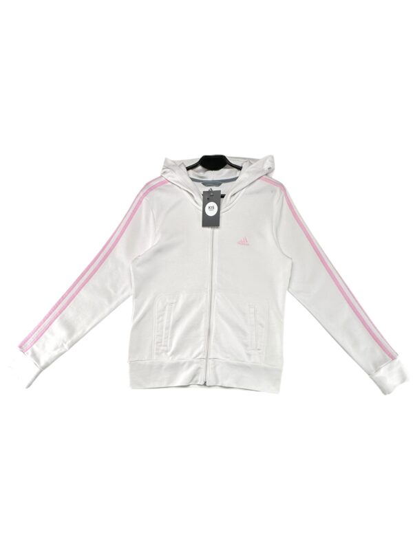 ADIDAS Bluza Damska Biała Różowe Paski L