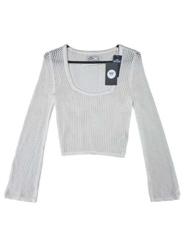 HOLLISTER Bluzka Damska Biała Ażurowa S