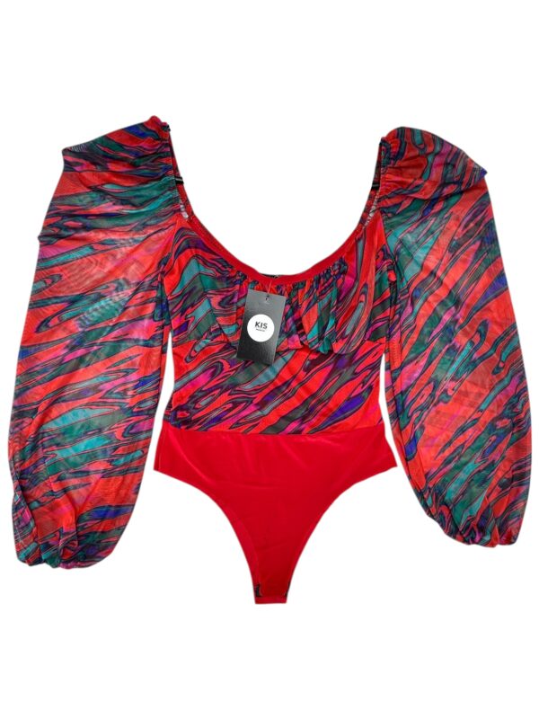 Body Damskie Czerwone Wzorzyste S