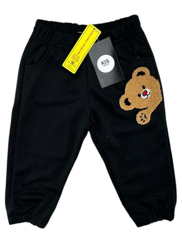 INNA Spodnie Dziecięce Czarne Z Naszywką Misia 80
