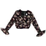 FOREVER 21 Bluzka Damska Czarna Kwiaty S - zdjęcie 1