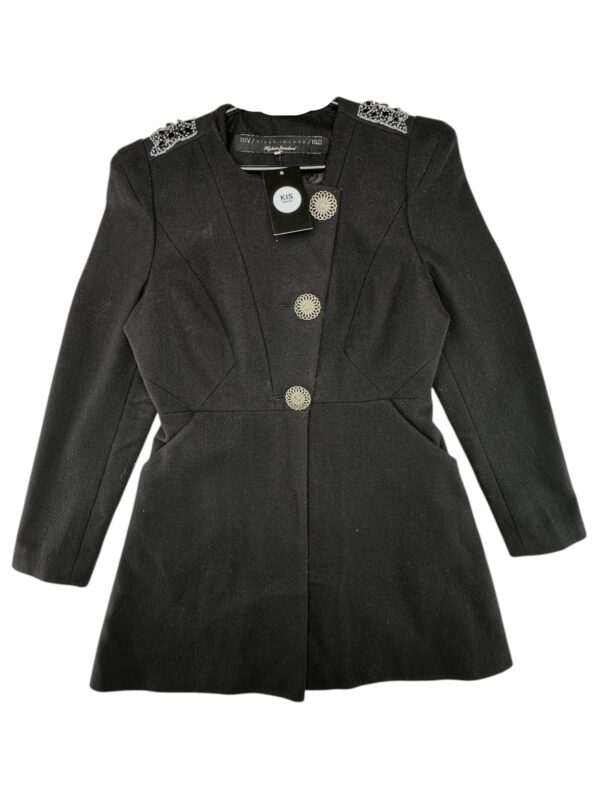RIVER ISLAND Marynarka Damska Czarna M Wełna