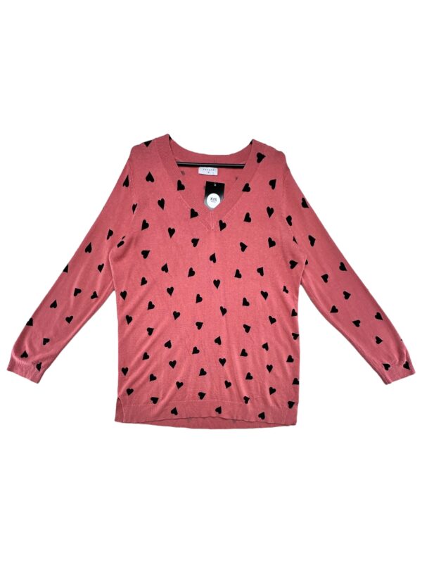 PAPAYA Sweter Damski Różowy Wzór Serduszko XXL