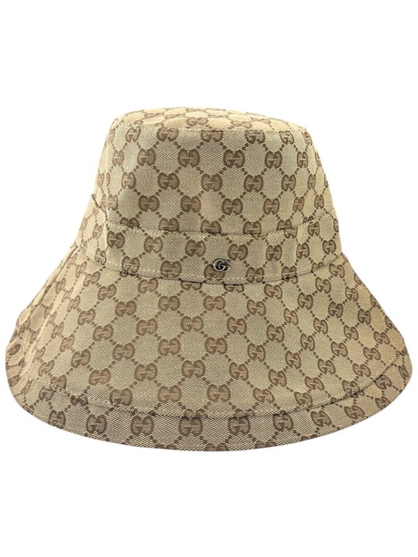 INSPIROWANA GUCCI Kapelusz Damski Beżowy Logo ONE SIZE