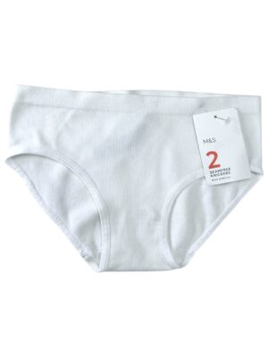 M&S Majtki Dziecięce Białe 2-Pack 164
