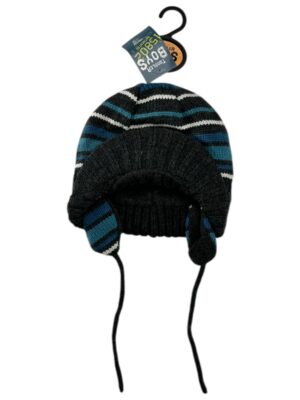 TODDLER BOYS Czapka Dziecięca Czarna w Paski 50 Akryl