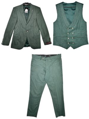 GIANNI Komplet RIVERA Garnitur Męski Zielony Kratka 3XL