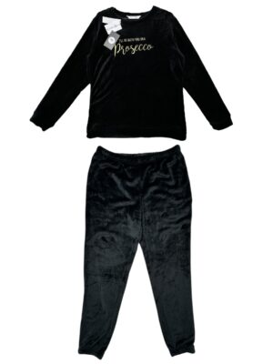 SLUMBER Komplet HUT Piżama Damska Czarna L/XL 100% Poliester