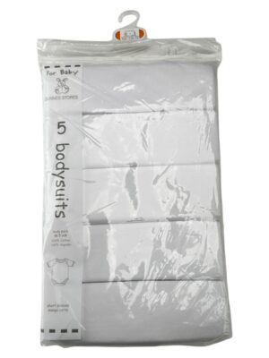 DUNNES STORES Body Dziecięce Białe 50 5-Pack