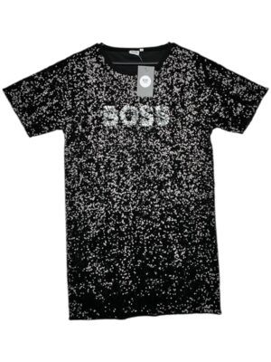 BOSS Sukienka Dziecięca Czarna Cekiny 164