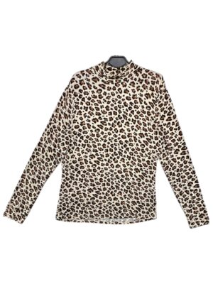 VILA Bluzka Damska Beżowa L Zwierzęcy