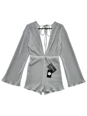 PRETTYLITTLETHING Kombinezon Damski Srebrny S