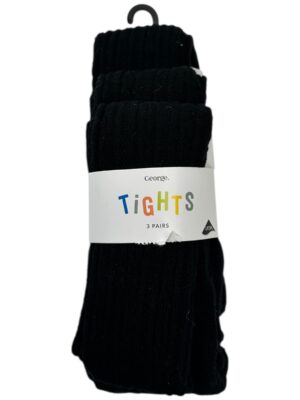 GEORGE Rajstopy Dziecięce Czarne 122 3-Pack