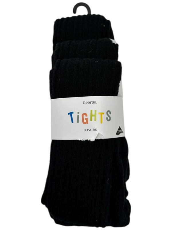 GEORGE Rajstopy Dziecięce Czarne 122 3-Pack