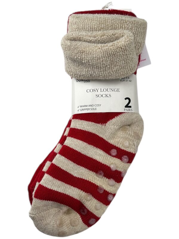 DUNNES STORES Skarpety Damskie Czerwone i Beżowe 2-Pack 37-4
