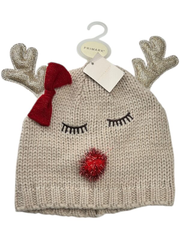PRIMARK Czapka Damska Beżowa Renifer ONE SIZE